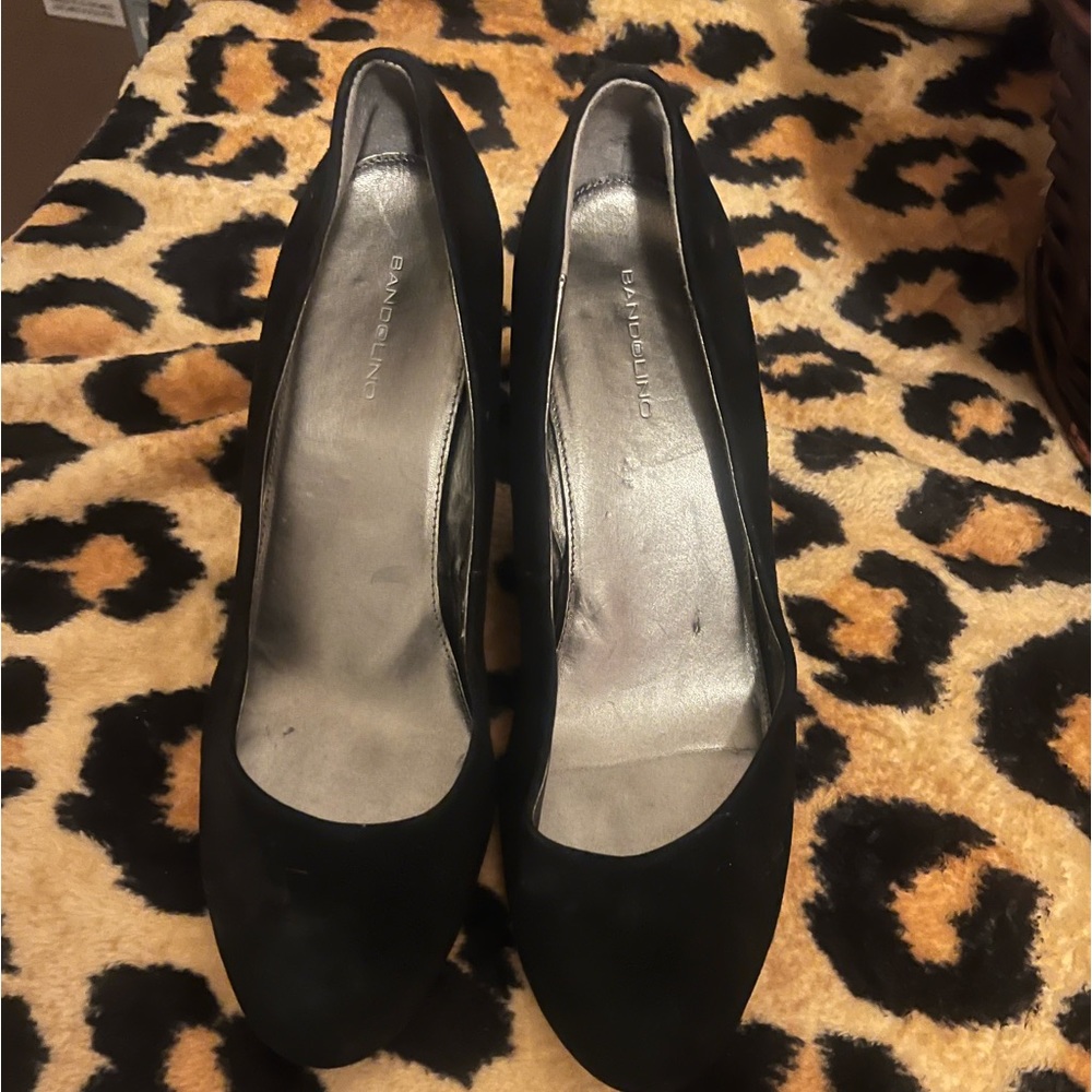 Bandolino Black Suede Wedge Shoes Size 10